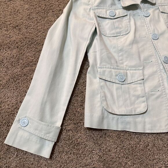 Vintage Talbots Blazer Womens Size 4 Cotton Blue Stretch Jacket 3 Button‎ Career - Picture 2 of 9